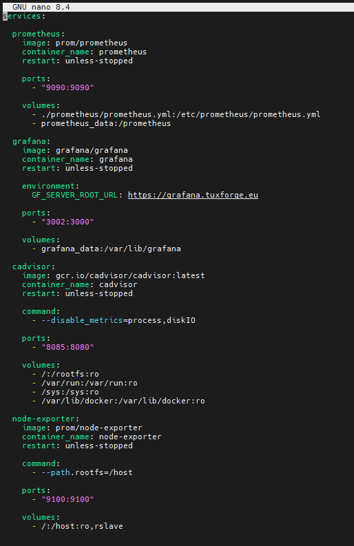 Fichier docker_compose.yml de monitoring
