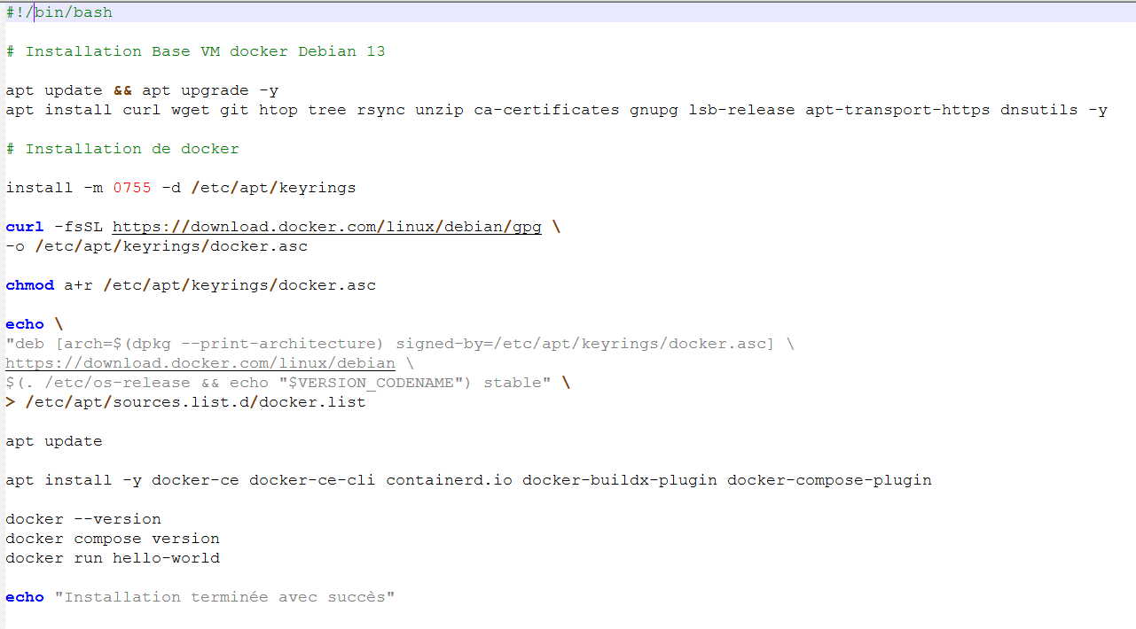 Script d'installation