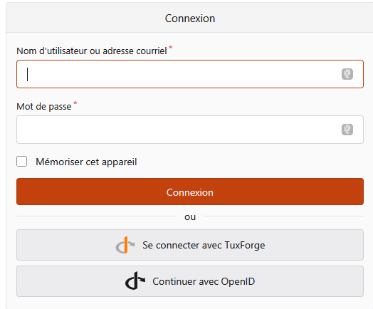 Fenêtre de connexion via Authentik